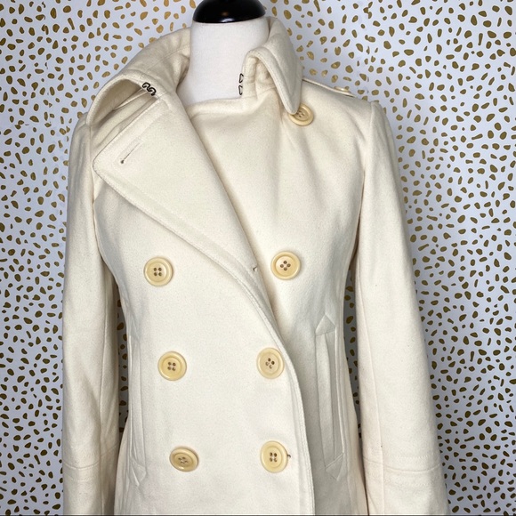 J. Crew Jackets & Blazers - J. Crew White Wool Short Pea Coat